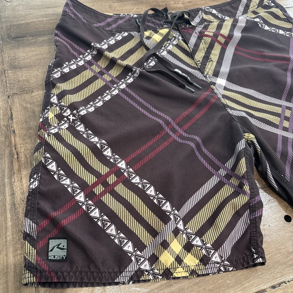 Rusty R Evolution Men's Board Shorts‎  Size 40 Multi Color Y2K - Picture 3 of 10